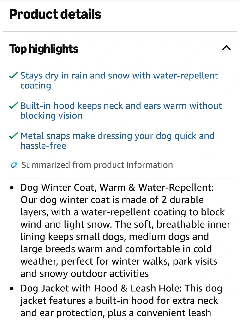 Navy Fleece-Lined Waterproof Dog Coat with Hood C28